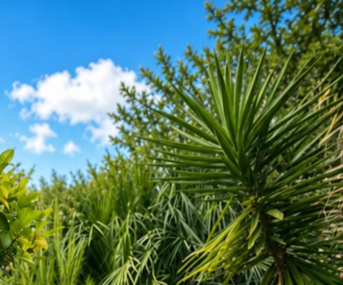 Rustgevende groene tuin en blauwe lucht aan de Costa Blanca